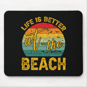 Life Is Better At The Beach Retro Palm Trees Summe Mouse Mat
