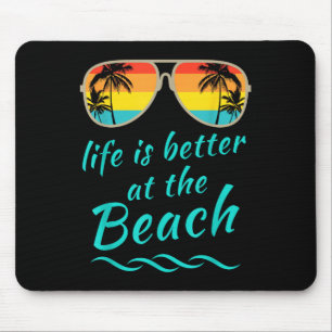 Life Is Better At The Beach Retro Palm Trees Summe Mouse Mat