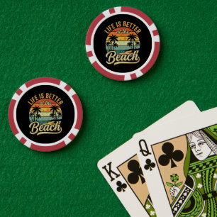 Life is Better At The Beach Retro Summer Vacation Poker Chips