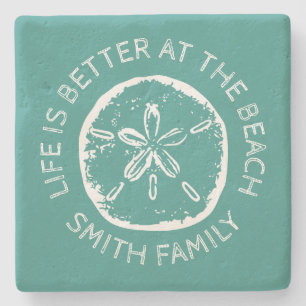 Life is better at the beach sand dollar custom stone coaster
