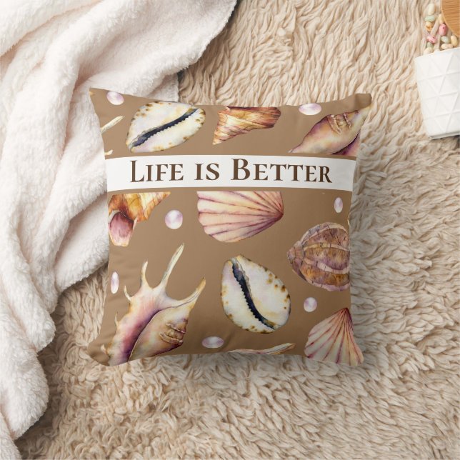 Life is Better at the Beach / Sea Shells / Cushion (Blanket)