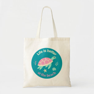 Life is Better at the Beach Sea Turtle Stars Shell Tote Bag