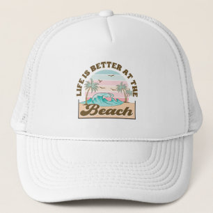 Life is Better at the Beach Summer Tropical  Trucker Hat