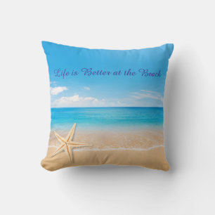 Life is Better at the Beach Throw Pillow, Personal Cushion