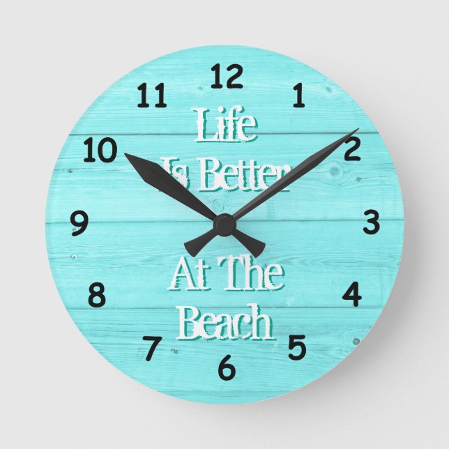 Life is better at the beach wood panel wall clock (Front)