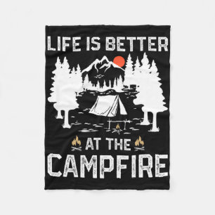 Life Is Better At The Campfire Camper Forest Camp Fleece Blanket