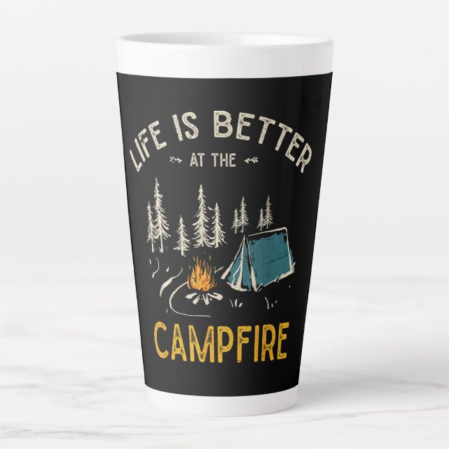 Life Is Better At The Campfire Funny Camper Latte Mug (Front)
