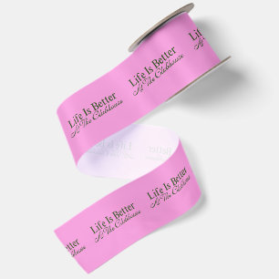 Life Is Better At The Clubhouse Green & Magenta Satin Ribbon