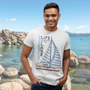 Life is Better at the Lake Blue Sails Sailboat T-Shirt