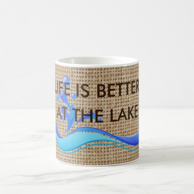 Life Is Better At The Lake Burlap Coffee Mug (Center)