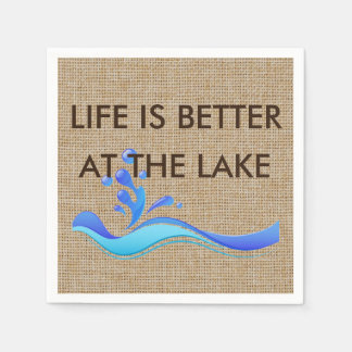 Life Is Better At The Lake Burlap Napkins