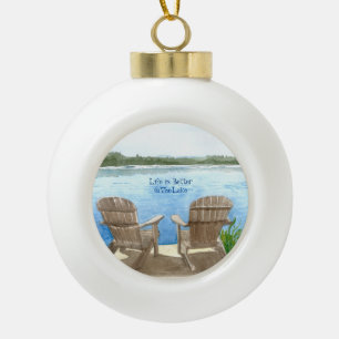 Life Is Better At The Lake Ceramic Ball Christmas  Ornament