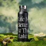 Life is better at the lake custom insulated water bottle<br><div class="desc">Life is better at the lake custom insulated Water Bottle. Cool design with vintage typography. Colours can be changed. Funny retirement gift idea for him or her. Available in black, navy, silver and white. Personalise with your own text optionally. Great for travel, sports, work and more. Suitable for hot and...</div>