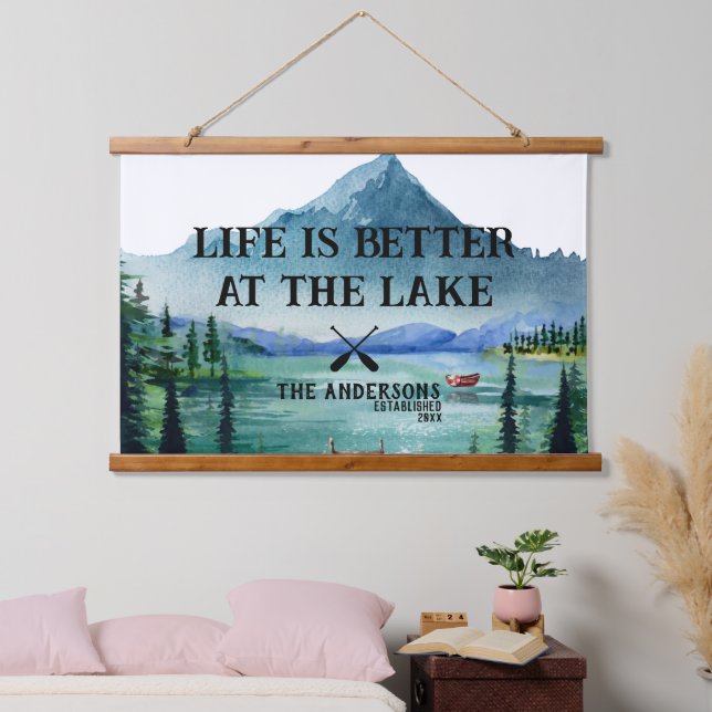Life is Better at the Lake | Family Name Hanging Tapestry (Bedroom)
