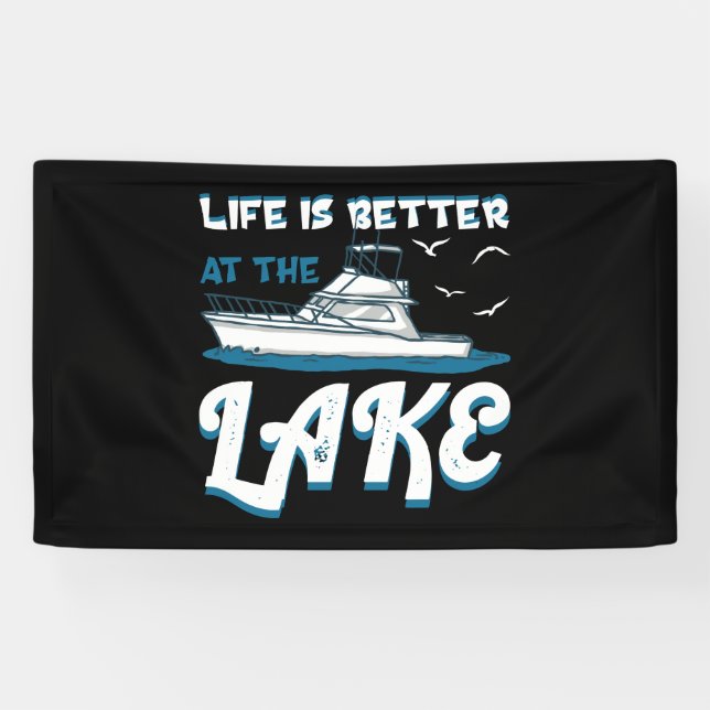 Life Is Better At The Lake - Pontoon Boat Gift Banner (Horizontal)