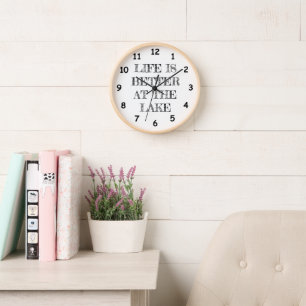 Life is better at the lake round wall clock