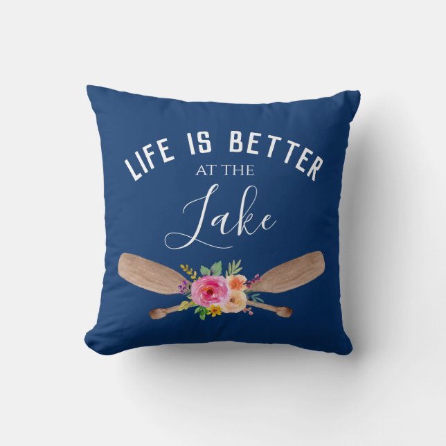 Life Is Better At The Lake Rustic Navy Cushion (Front)
