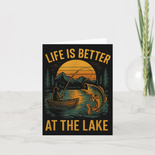 Life Is Better At The Lake – Vintage Fishing Natur Card