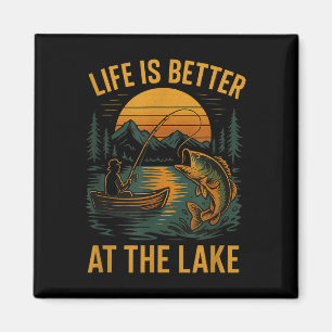 Life Is Better At The Lake – Vintage Fishing Natur Magnet