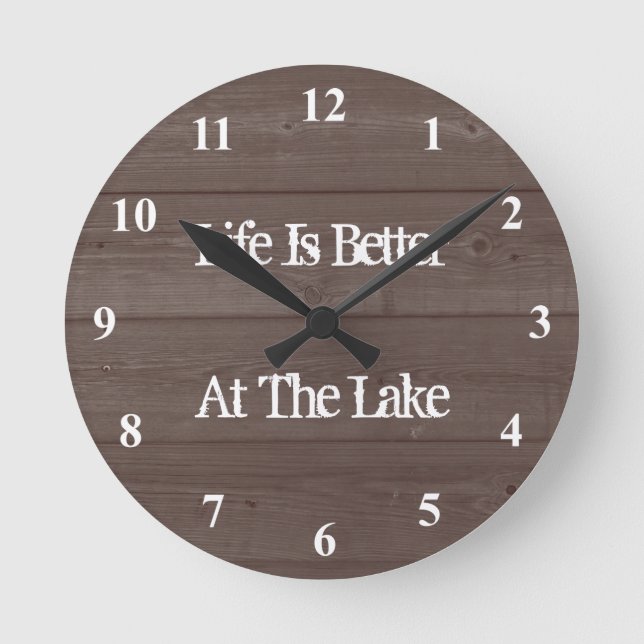 Life is better at the lake wood grain wall clock (Front)