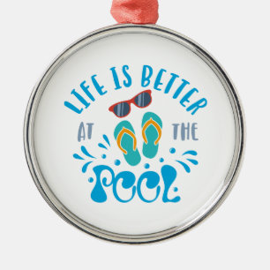Life Is Better At The Pool Nice Summer Design Metal Tree Decoration