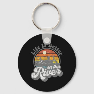 Life Is Better At The River Funny Pontoon Boat Boa Key Ring