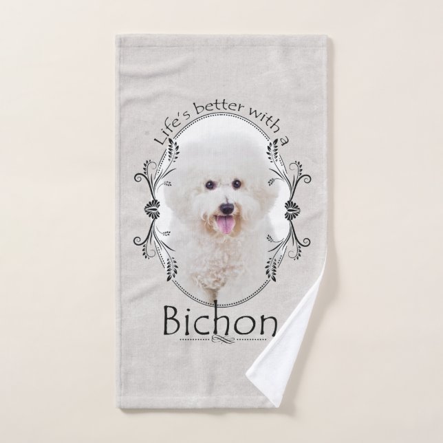 Life is Better Bichon Hand Towel (Hand Towel)