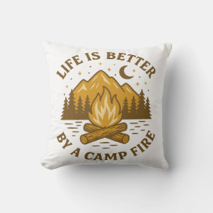 Life is Better By a Campfire Vintage Camping Cushion
