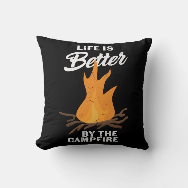 Life Is Better By The Campfire Camping Cushion (Front)