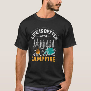 Life is Better By the Campfire Camping Family Vaca T-Shirt
