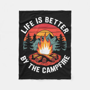Life Is Better By The Campfire Camping Scouting Fleece Blanket