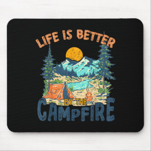 Life is better by the campfire camping vintage mouse mat