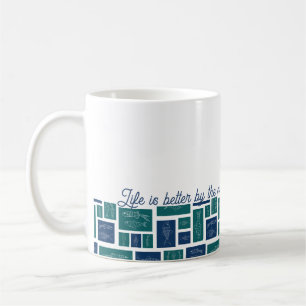 Life Is Better By The Sea Coastal Fish Pattern Coffee Mug