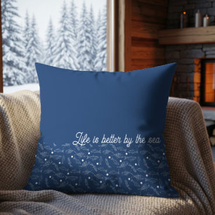 Life Is Better By The Sea Coastal Fish Pattern  Cushion