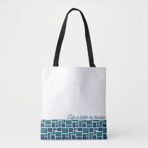 Life Is Better By The Sea Coastal Fish Pattern  Tote Bag