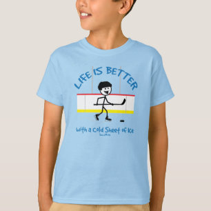 Life Is Better Cartoon Hockey Player T-Shirt