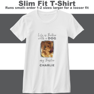 Life is better dog photo name grey T-Shirt