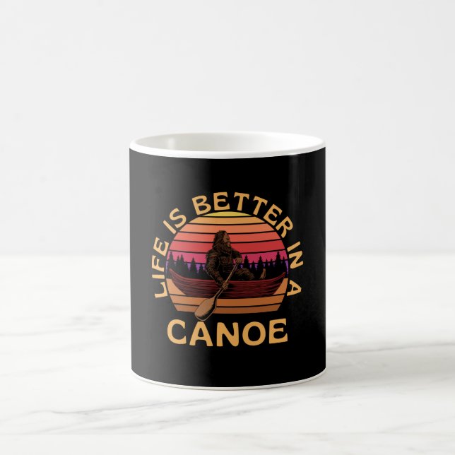 Life Is Better In A Canoe Bigfoot Retro Coffee Mug (Center)