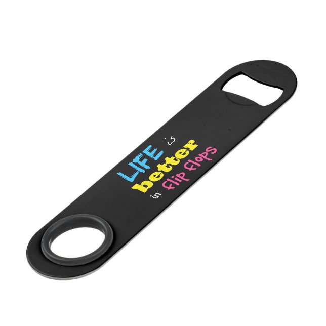Life is better in flip flops bottle opener - pink (Front Angled)