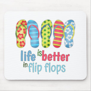 Life is Better in Flip Flops Colourful Cute  Mouse Mat