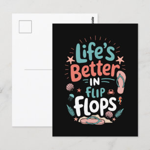 Life is Better in Flip-Flops – Fun Tropical Beach Postcard