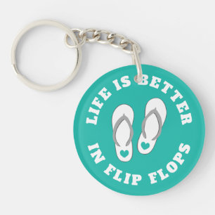 Life is better in flip flops funny summer theme key ring