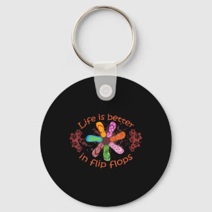 Life Is Better In Flip Flops Girl Beach Gifts Sand Key Ring