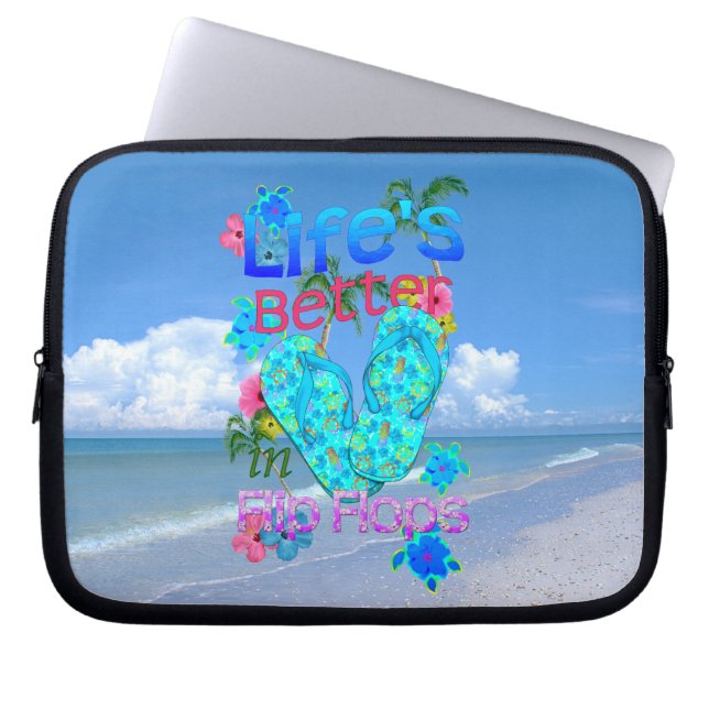Life Is Better In Flip Flops Laptop Sleeve (Front)