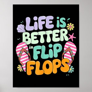 Life Is Better In Flip Flops Retro Summer Beach Poster