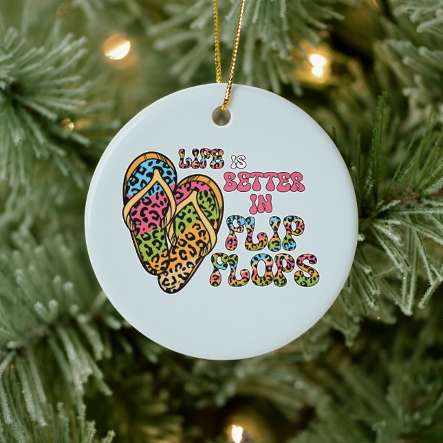 Life is Better in Flip Flops- Summer Vibes Ceramic Tree Decoration (Tree)