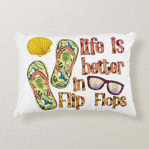 Life is Better in Flip Flops Summer Vibes Decorative Cushion