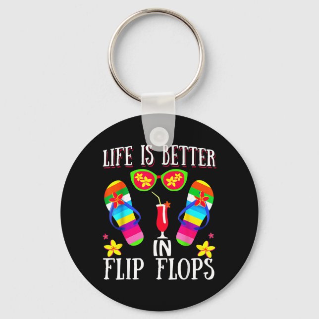 Life is Better in Flipflops Summer Flip Flops Key Ring (Front)