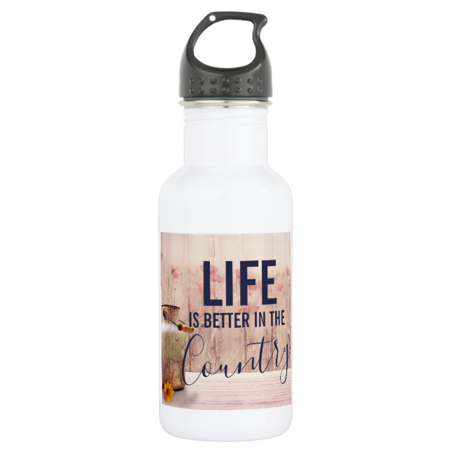 Life is Better in the Country Quote with Milk Can 532 Ml Water Bottle (Front)