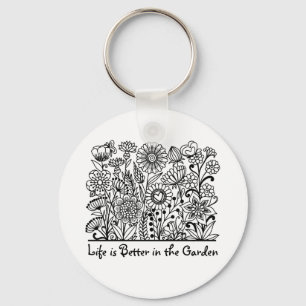 Life is Better in the Garden Floral Print Key Ring